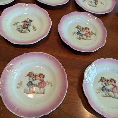 Antique Child's Tea Set Porcelain Transferware Possibly German (DR)