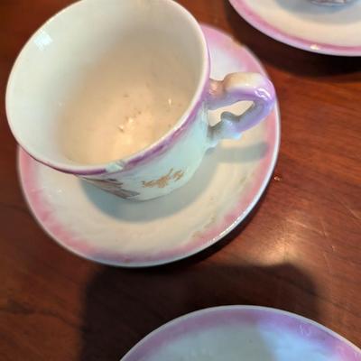 Antique Child's Tea Set Porcelain Transferware Possibly German (DR)