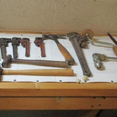 Vintage Hand Tools Saw With Teeth On Both Sides Wrenches Hammers Drill Saws (TR)