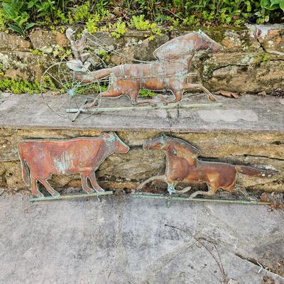 Three Vintage Copper Weathervanes (G-JS)