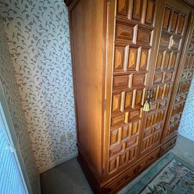 Spanish Colonial Style Solid Wood Armoire Wardrobe (PBN-RG)