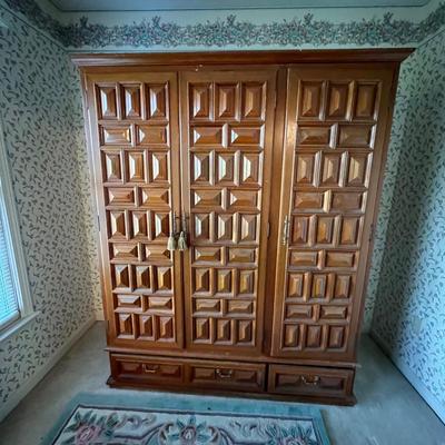 Spanish Colonial Style Solid Wood Armoire Wardrobe (PBN-RG)