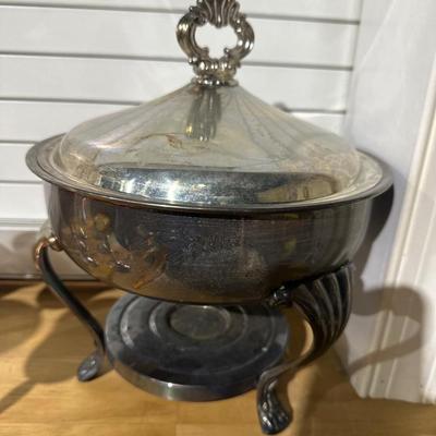 Silver plated wine goblets and serving dish