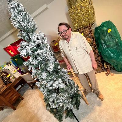 Lot 70 Very large flocked tree, lighted