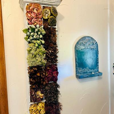 Floral art shelf box and Slate Tombstone Rabbit design Chalkboard Lot