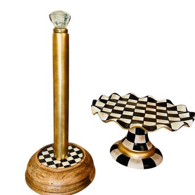 Checkered Replica Papertowel holder and cake stand Lot