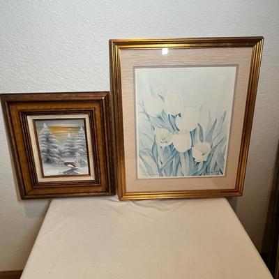 Lot 82 Vintage signed print & Oil painting