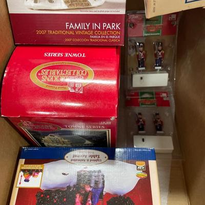 Christmas wrap storage and village items