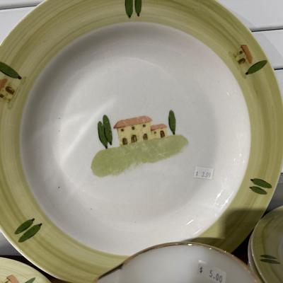 House plates and milk glass