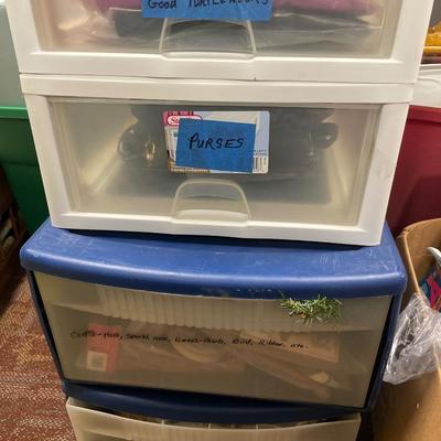 Organizers and boxes of clothes