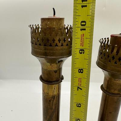 Vintage Brass Spring Loaded Candle Stick Holders - Two Pairs