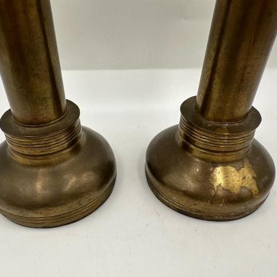 Vintage Brass Spring Loaded Candle Stick Holders - Two Pairs