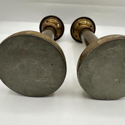 Vintage Brass Spring Loaded Candle Stick Holders - Two Pairs