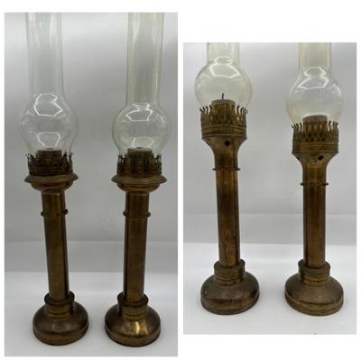 Vintage Brass Spring Loaded Candle Stick Holders - Two Pairs