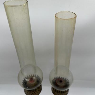 Vintage Brass Spring Loaded Candle Stick Holders - Two Pairs