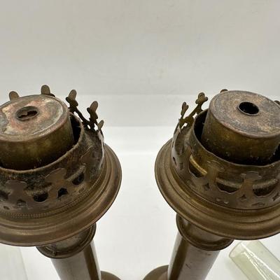 Vintage Brass Spring Loaded Candle Stick Holders - Two Pairs