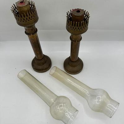 Vintage Brass Spring Loaded Candle Stick Holders - Two Pairs