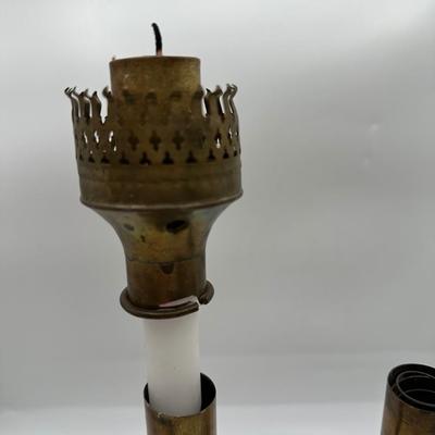 Vintage Brass Spring Loaded Candle Stick Holders - Two Pairs