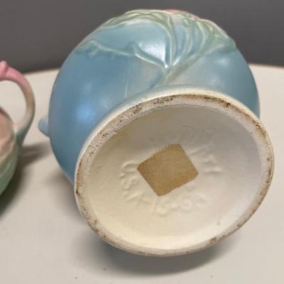 Hull Pottery vase and sugar bowl