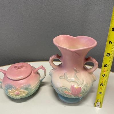 Hull Pottery vase and sugar bowl