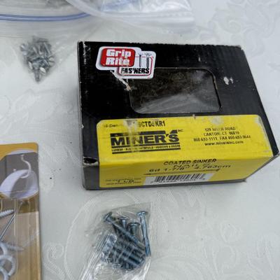 Large lot of nails, screws, fasteners, hooks and much more!
