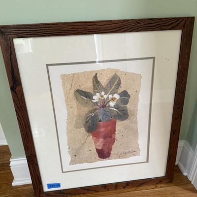 Vase with plant artwork
