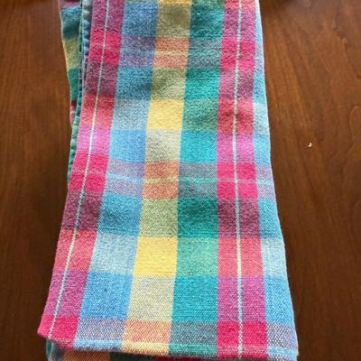 4 watermelon napkins and 6 plaid napkins