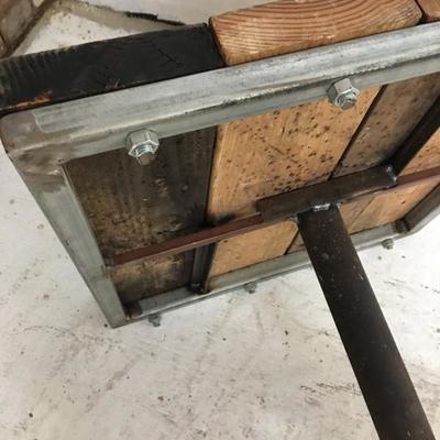 Artisan Made Rustic End Table Flywheel Base Iron & Wood!