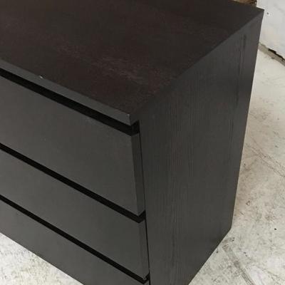 Dark 3 drawer dresser, wood veneer. 