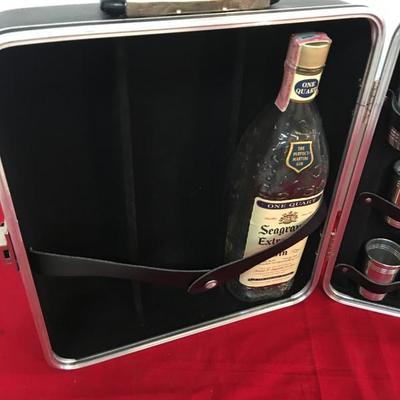 Vintage MCM Portable Bar Set-Up Liquor Case 1960's Mixer