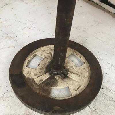 Artisan Made Rustic End Table Flywheel Base Iron & Wood!