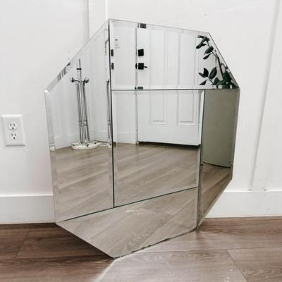 Vintage 1980’s Art Deco Frameless Octagonal Wall Mirror