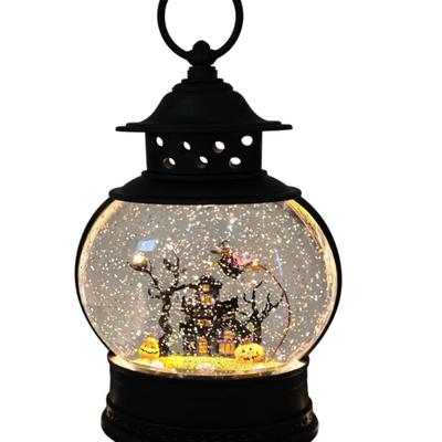 Halloween Water Lantern Snow Globe with Swirling Glitter-Haunted House Scene 11 Inch