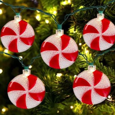 Christmas Candy String Lights,8.5Ft Candy String Lights with 10 Red White LED Candy Lights Christmas Lights Hanging for Indoor Outdoor...
