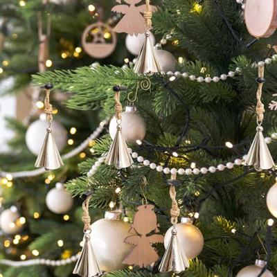 6-Pack Silver Vintage Inspired Cone Shaped Christmas Tree Ornament Bells Set Rustic Holiday Home Decor