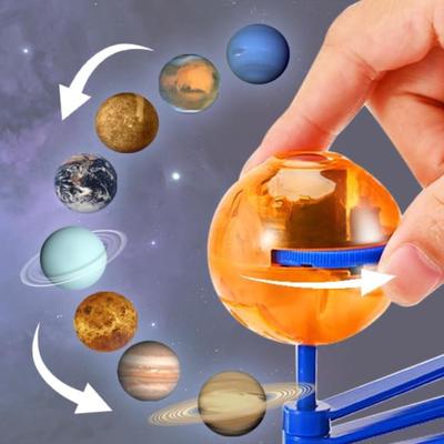 Rotating Solar System Model for Kids - Planets Orbiting Sun Projector - Space Science Kit for Ages 3-5 5-7 8-10, Night-Light Educational Toy