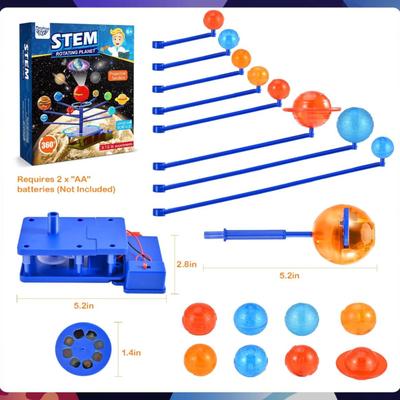 Rotating Solar System Model for Kids - Planets Orbiting Sun Projector - Space Science Kit for Ages 3-5 5-7 8-10, Night-Light Educational Toy