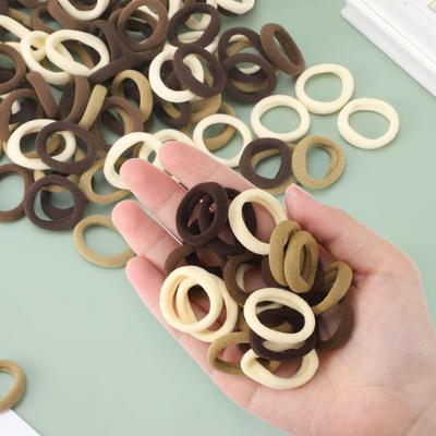 30Pcs Kids Hair Ties, 1 Inch Cotton Baby Hair Ties for Girls and Kids, Brown Seamless Hair Bands