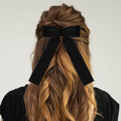 2PCS Handmade Velvet Bow Hair Clips, Headbands for Women Girls, Elegant Hair Ties Hair Styling Accessories, Hair Band Set