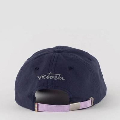 Victoria V Baseball Cap Adjustable Hat in Navy Cotton w/Pink Chenille "V" Logo & Lavender Adjustable Strap - Women's...