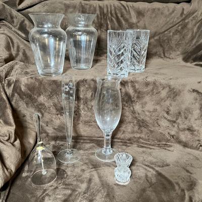 Lot 105 Crystal Vases & bell