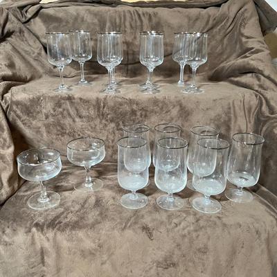 Lot 108 Platinum edge stemware