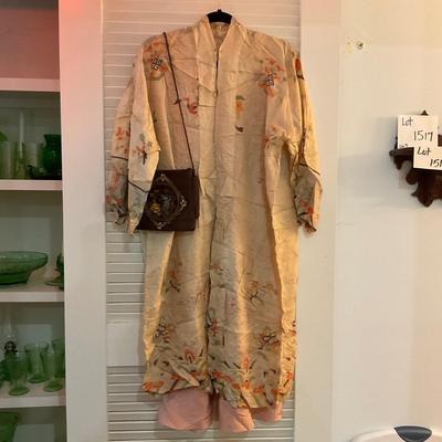UBC1538 Antique Chinese Silk 2Pc Dress and Handbag