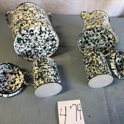 Green Enamelware Lot