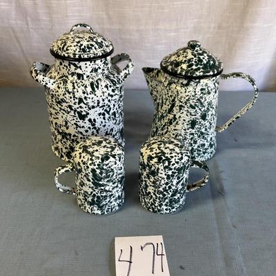 Green Enamelware Lot