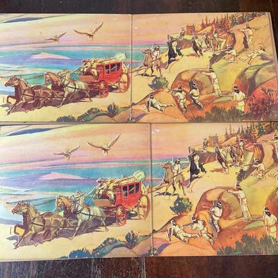 D1543 Antique 1932 Little Black Sambo & Two Wild West Panoramas