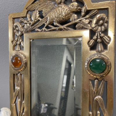 Brass jewel mirror candle holder