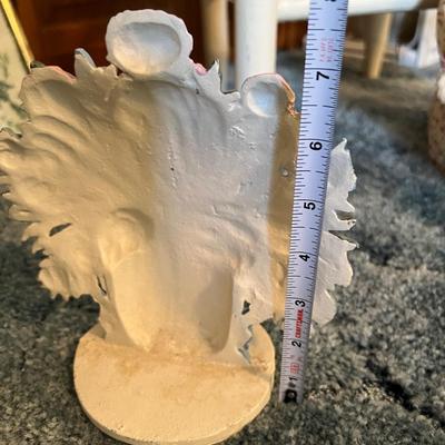 Vintage Shabby Chic Decor - Cast Iron Door Stop, Wicker, Ceramic, Needlepoint