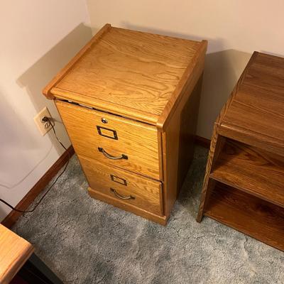 2 Office Shelves, Wood File Cabinet
