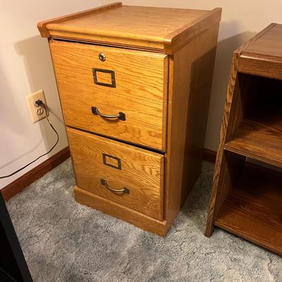 2 Office Shelves, Wood File Cabinet